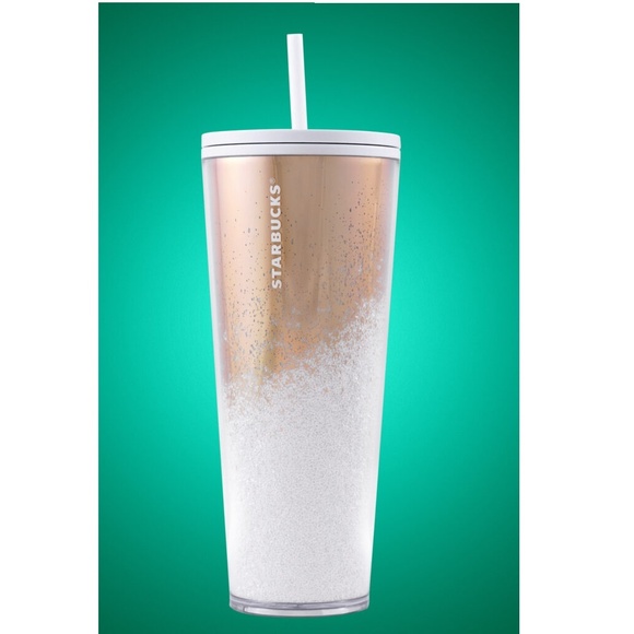 Starbucks Mirror Gold Glitter Snow Cup Tumbler - Picture 1 of 2